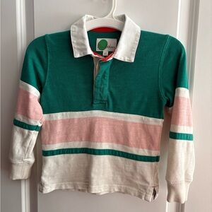 Mini Boden Green and Pink Striped Polo